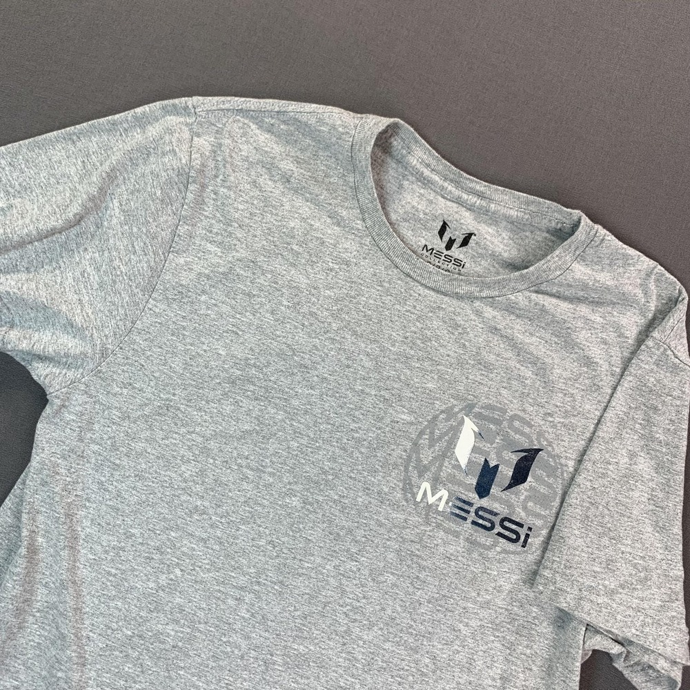 Messi Shirt Mens Small‎ Gray Collection Logo Graphic Soccer Tee Back Print